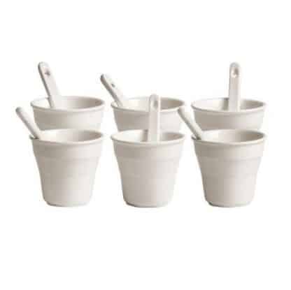 Seletti set 6 biccierini da caffè più cucchiaini in porcellana colore bianco