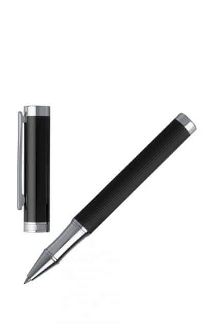 penna roller hugo boss column stripes colore nero con finiture cromate