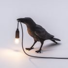 Seletti Lighting Marcantonio bird lamp accesa colore nero