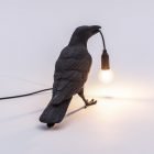 Seletti Lighting Marcantonio bird lamp accesa colore nero