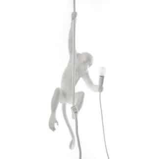 Seletti lampada scimmia appesa su corda resina di colore bianco