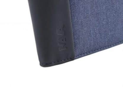 logo del portafoglio nava twin piccolo con 4 tasche per carte di credito portamonete rfid colore blu