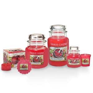Candele profumate yankee candle fragranza Red raspberry disponibile in più formati grande media piccola per auto tea light sampler e tart