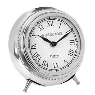 Spalding orologio da tavolo Kensington in alluminio spazzolato lucido