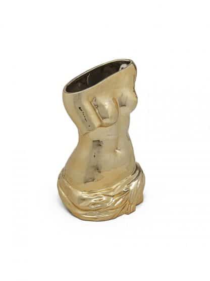 Seletti vaso in porcellana color oro riproduzione del busto della Venere di Milo vista di traverso