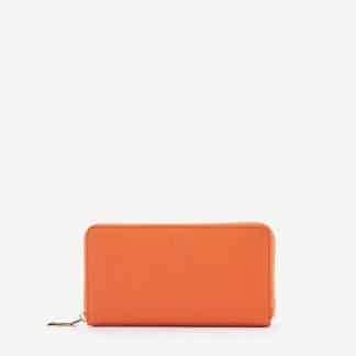 Fedon Emily portafoglio in pelle con zip around L di colore arancio