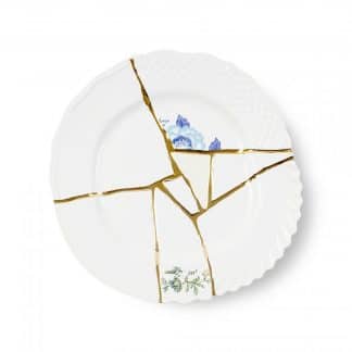 Seletti Kintsugi Piatto Piano in porcellana decorata a mano e finiture oro 24 carati soggetto 3