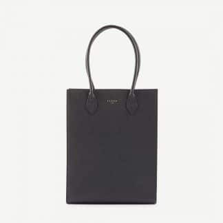Fedon Emily Tote Bag verticale in pelle nera