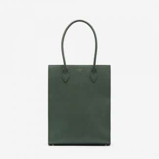 Fedon Emily Tote Bag verticale in pelle verde