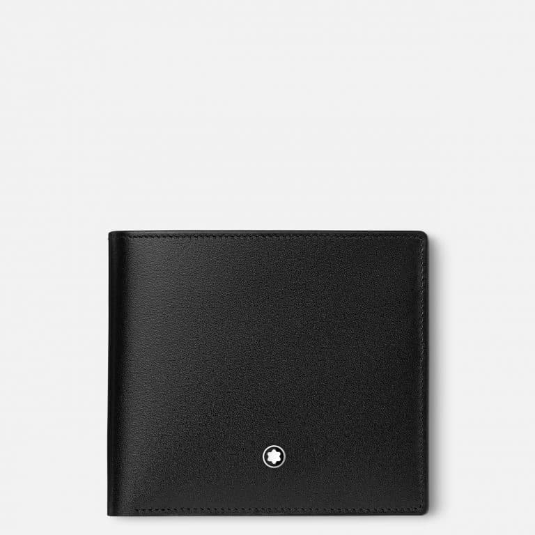 Montblanc Portafoglio Meisterstück 4 scomparti per carte di credito, con portamonete e due scomparti per banconote, realizzato in pelle bovina di provenienza europea ci colore nero.