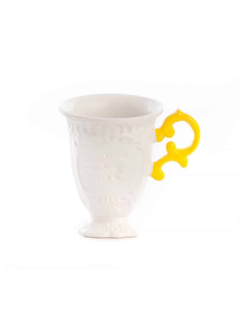 Seletti I-WARES Tazza Mug in porcellana con manico giallo