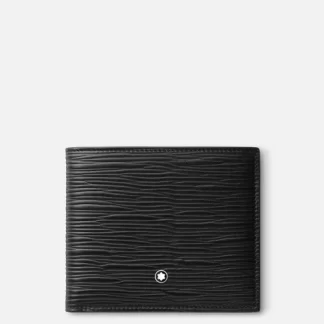 Montblanc Meisterstuck 4810 Portafoglio in pelle stampata con motivo a corteccia d’albero di colore nero, dotato di 8 tasche per carte di credito e 2 le banconote,