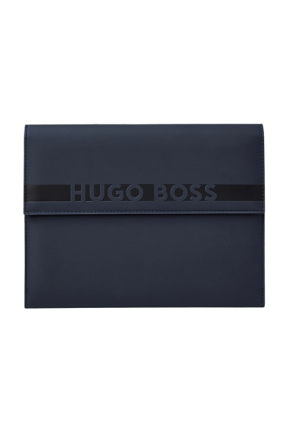 Hugo Boss Cloud Folder A5 matte blue, chiuso.