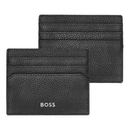 Hugo Boss Porta card Classic Grained in pelle nera.