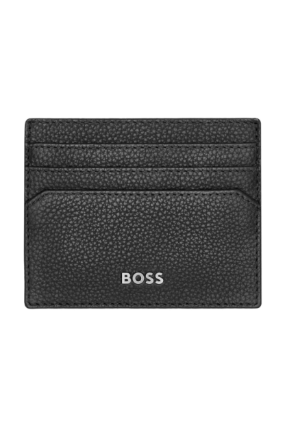Hugo Boss Porta card Classic Grained in pelle nero, visto frontale