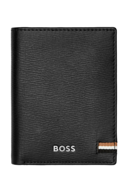 Hugo Boss Iconic porta card nero con bottone, visto frontale