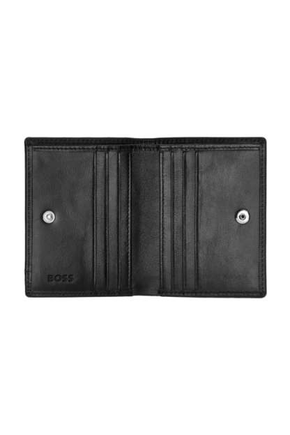 Hugo Boss Iconic porta card nero con bottone, visto aperto