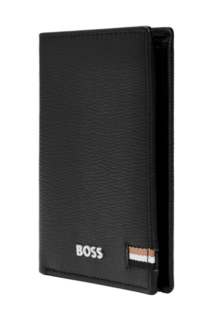 Hugo Boss Iconic porta card nero con bottone, visto in verticale