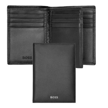 Hugo Boss Classic Smooth portacarte a tre ante in pelle liscia, colore nero