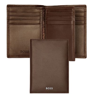 Hugo Boss Classic Smooth portacarte a tre ante in pelle liscia colore marrone