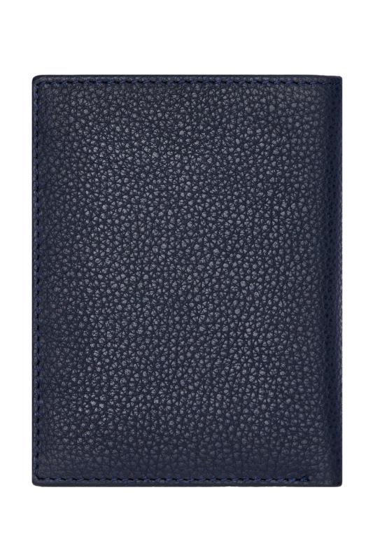 HUGO BOSS Portafoglio Classico In Pelle Con Grana – Blu Navy – Protezione RFID – 10x12,5 Cm
