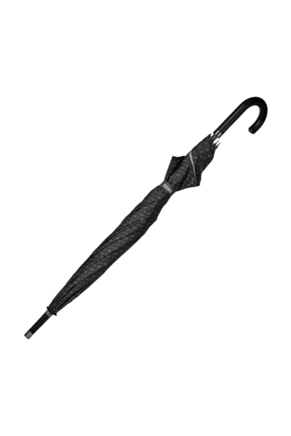 Hugo Boss ombrello Monogramma Dark Grey dotato di custodia con zip, chiuso senza custodia.