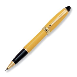 Aurora Ypsilon penna roller in resina di colore giallo con finiture dorate