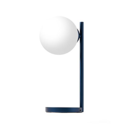 Lexon Bubble Lamp è una lampada da scrivania a luce bianca fredda o calda + 7 colori di illuminazione e caricabatterie wireless integrato. Vista di profilo spenta