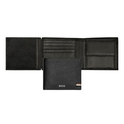 Hugo Boss Iconic Portafoglio con porta monete Black aperto e chiuso