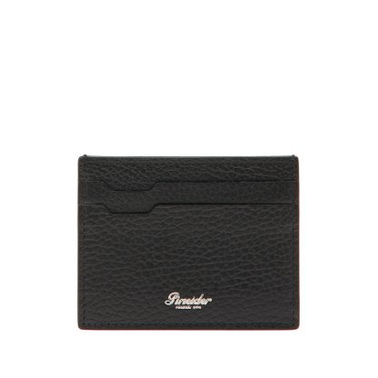 Pineider porta card in pelle bottalata di colore nero, dotato di 4 tasche 2 sul fronte e 2 sul retro più 1 superiore