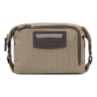 Scharlau beauty da viaggio in tessuto con inserti in pelle, personalizzabile