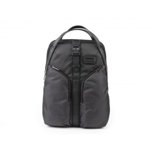 Scharlau Zaino Tote in tessuto e pelle con porta pc fino al 15,6" 2 scomparti con spallette sganciabili per portabilità a borsa nero.