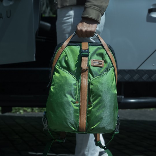 Scharlau Zaino Tote in tessuto e pelle con porta pc fino al 15,6" 2 scomparti con spallette sganciabili per portabilità a borsa verde a mano
