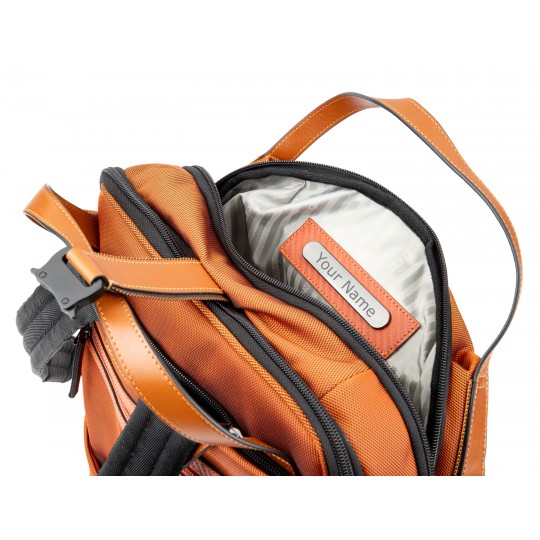 Scharlau Zaino Tote in tessuto e pelle con porta pc fino al 15,6" 2 scomparti con spallette sganciabili per portabilità a borsa targhetta per personalizzazione